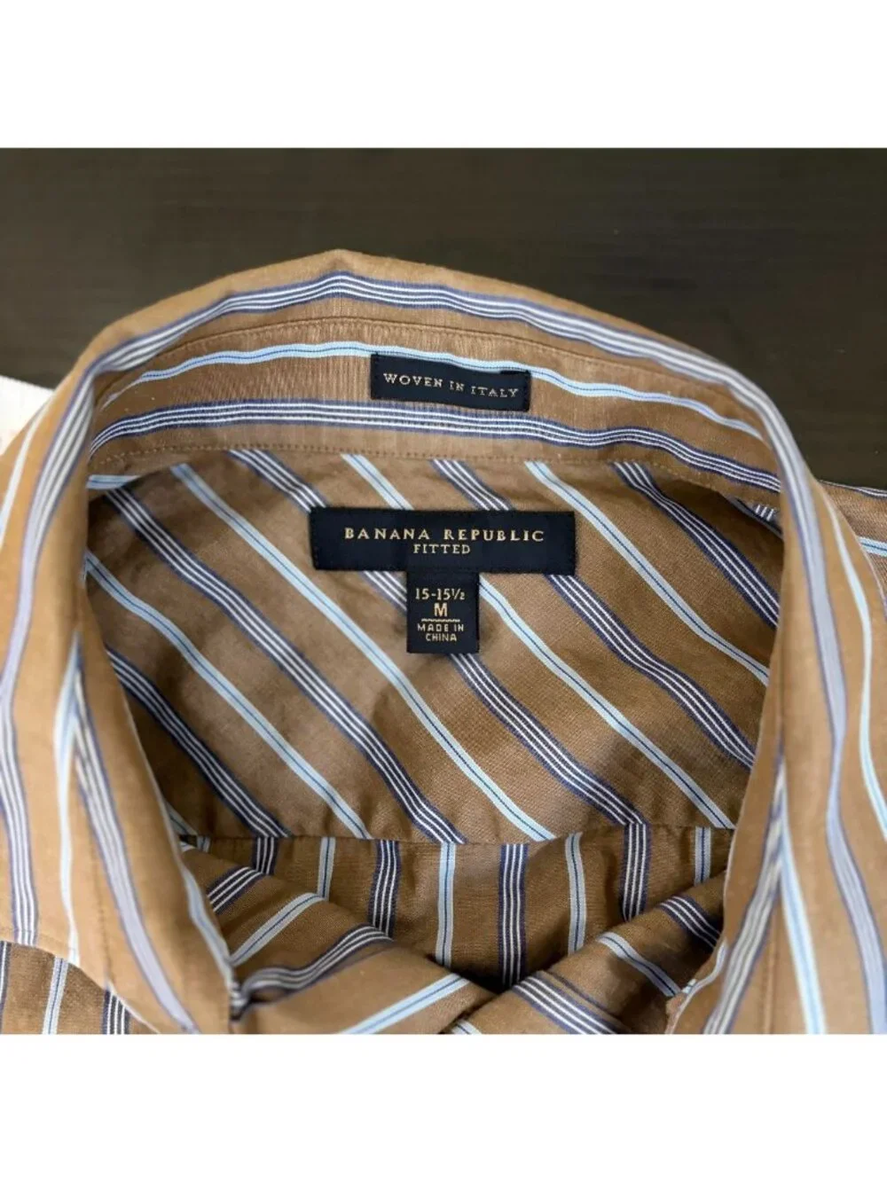 brown blue pinstripe alt emo grunge button down shirt